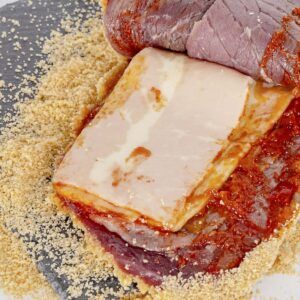 Cachopo de Ternera de jamón serrano, pisto de verduras y queso 700g